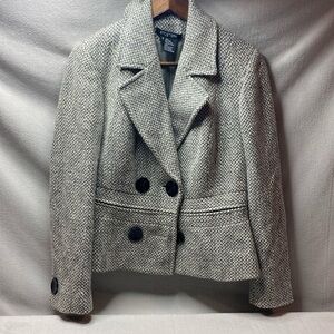 Etcetra gray double button front wool blend blazer jacket size 4